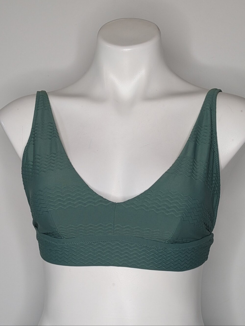 Aerie Green Scoop Neck Wavy Ribbed Bikini Top M